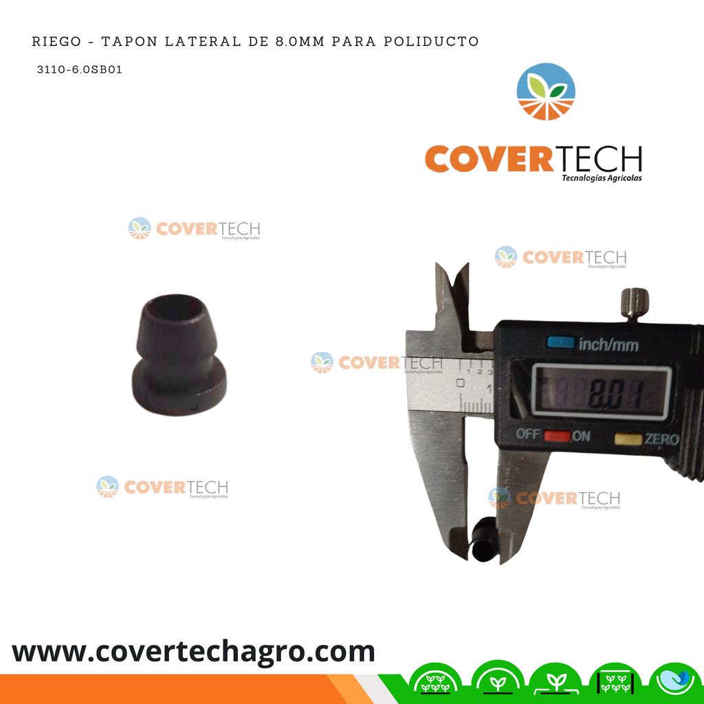 Riego - Tapon lateral de 8.0mm para poliducto