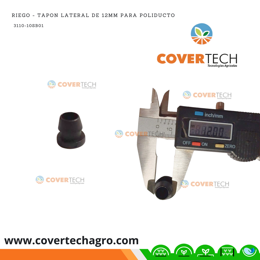 Riego - Tapon lateral de 12mm para poliducto