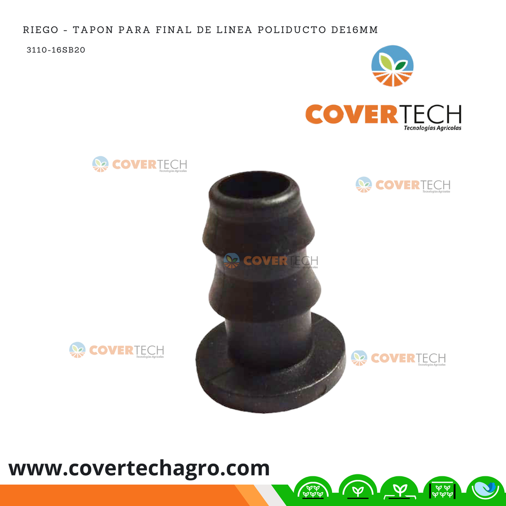 Riego - Tapon para final de linea poliducto de 16mm (3/8")