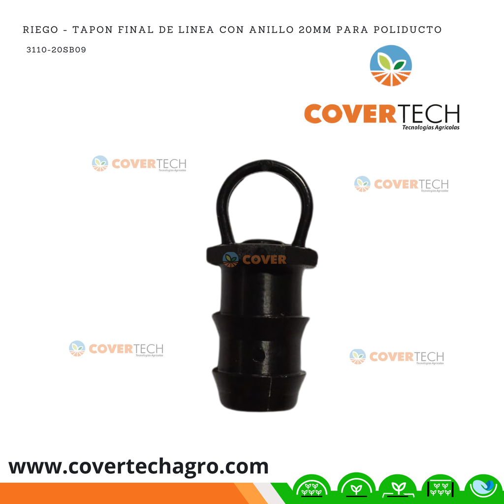 [3110-20SB09] Riego - Tapon final de linea con anillo 20mm (1/2") para poliducto SAB Italia