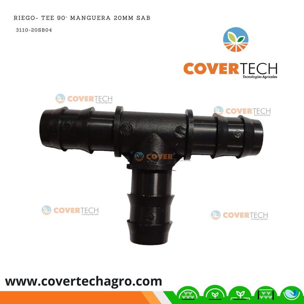 Riego- TEE 90° Poliducto 20mm SAB