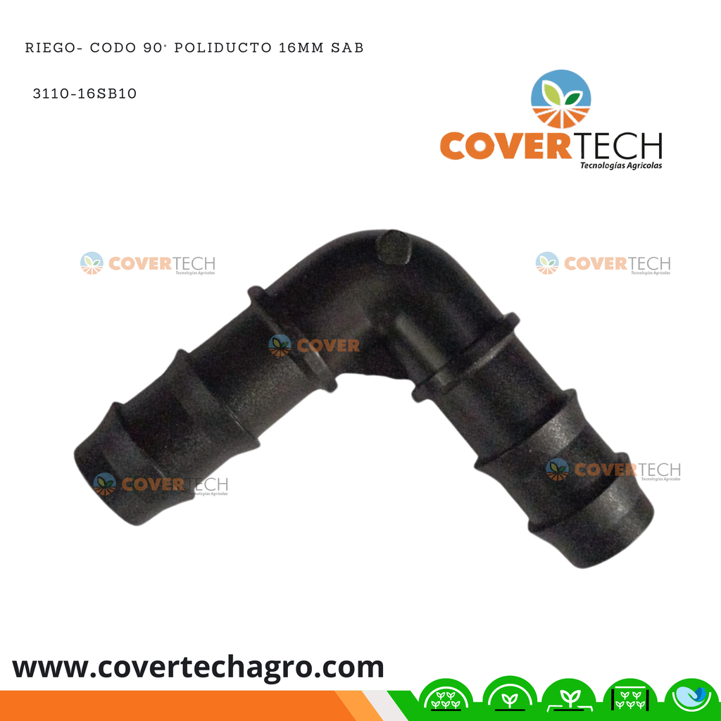 Riego- Codo poliducto 16mm (3/8")  SAB Italia