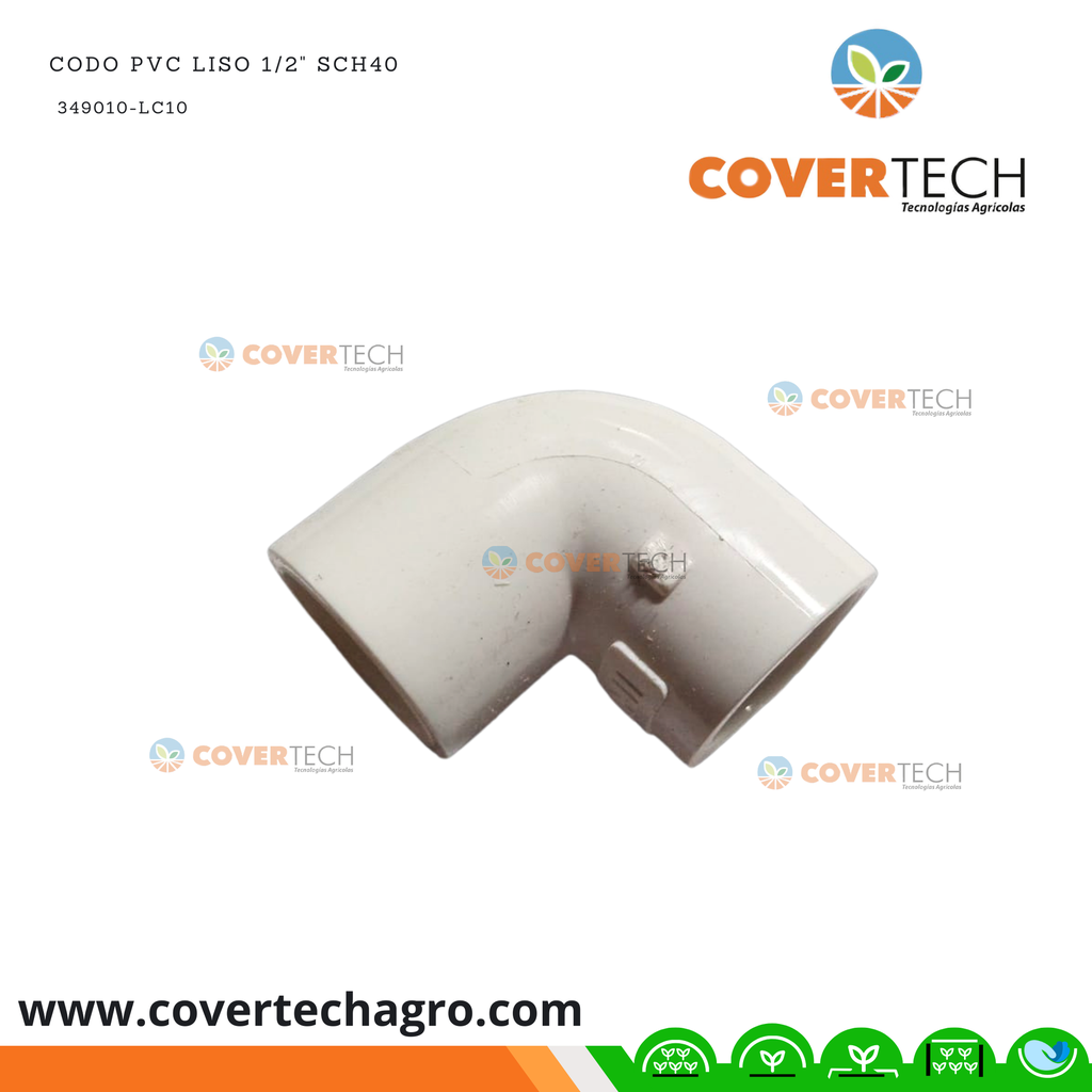 Codo PVC liso 1/2" SCH40