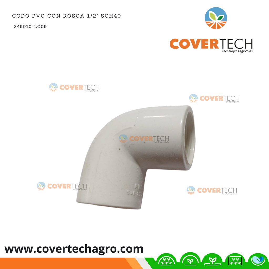 Codo PVC con rosca 1/2" SCH40