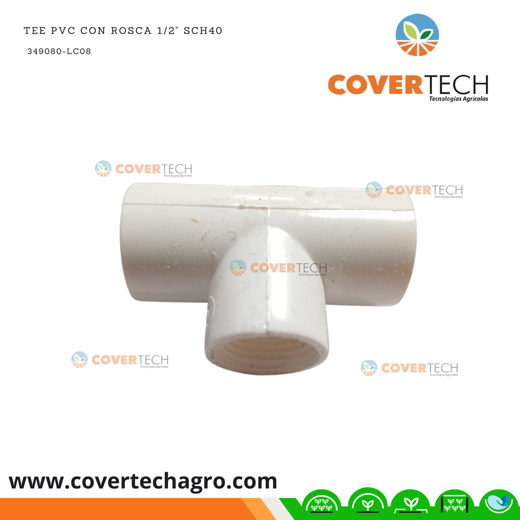 Tee PVC con rosca 1/2" SCH40