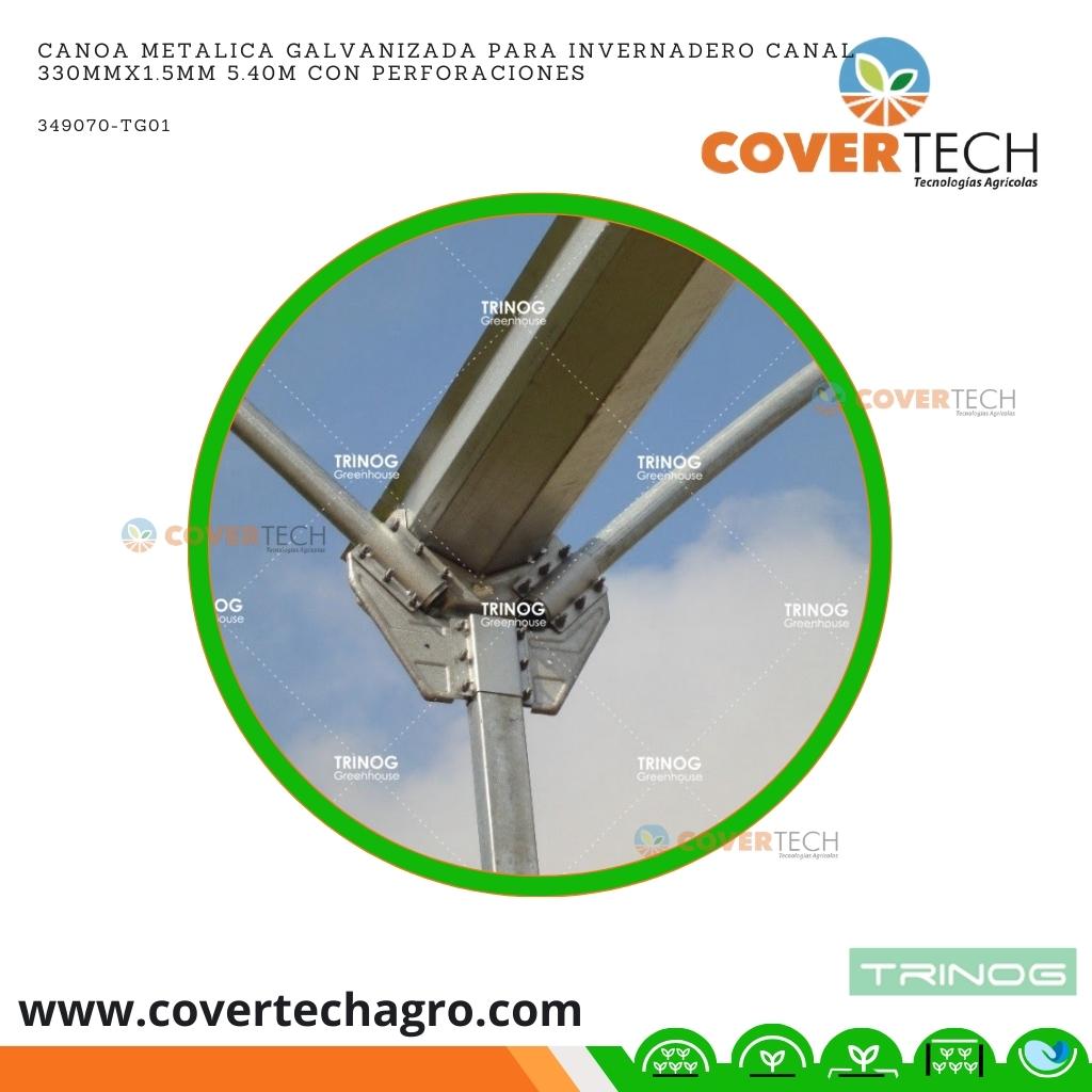 Canoa metalica galvanizada para invernadero canal 330mmx1.5mm 5.40m con bajante