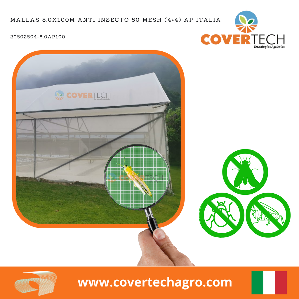 Mallas 8.0x100m Anti Insecto 50 Mesh (4+4) AP italia