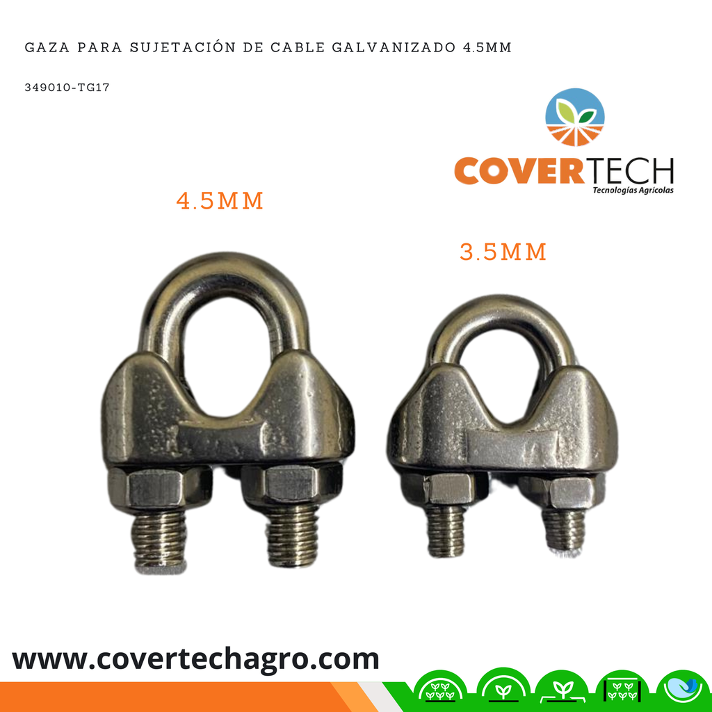 Gaza para sujetación de cable galvanizado 4.5mm