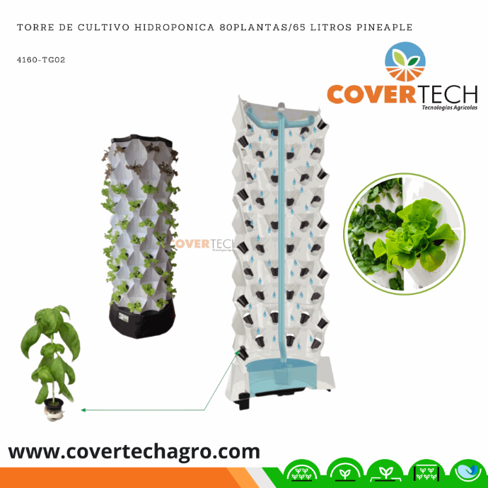 [4160-TG02] Torre de cultivo hidroponica 80plantas/65 Litros Pineaple