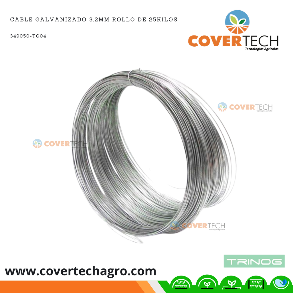 Cable alambre Galvanizado 3.2mm rollo de 25Kilos