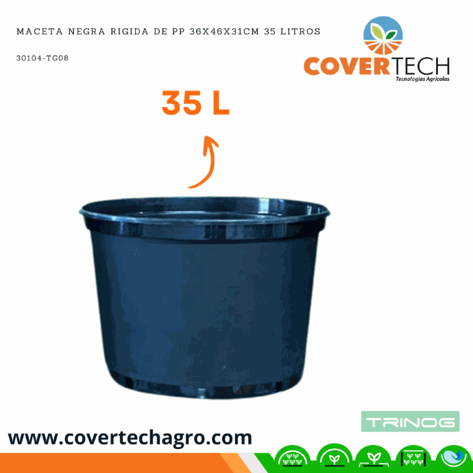 Maceta negra rigida de PP 36x46x31cm 35 Litros