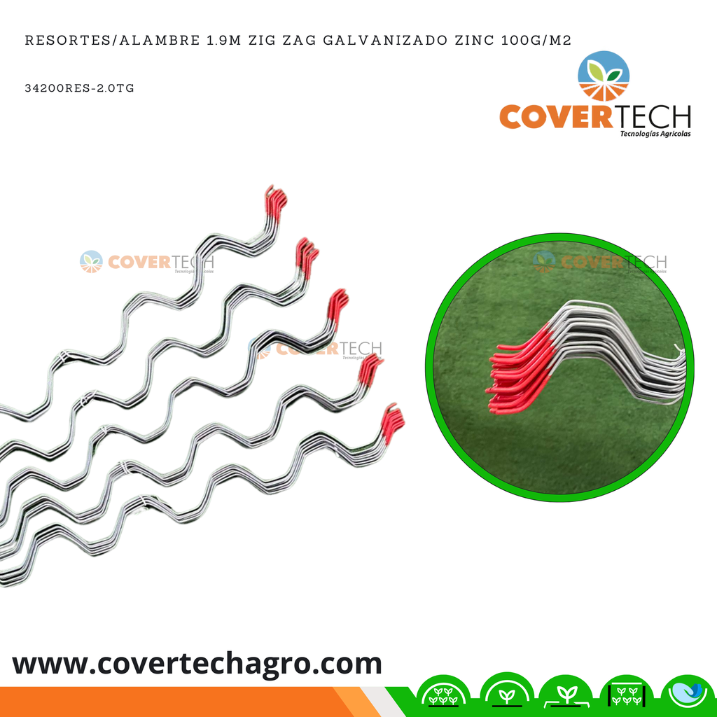 Resortes/Alambre 1.9m zig zag galvanizado ZINC 100g/m2