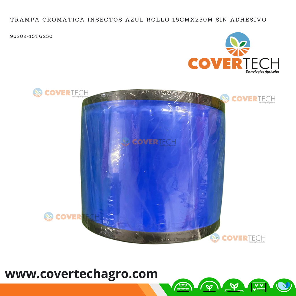 Trampa cromatica insectos Azul Rollo 15cmx250m con adhesivo