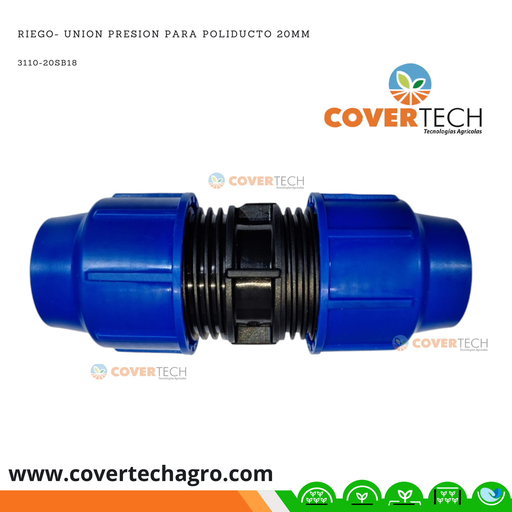 Riego- Union PRESION para poliducto 20mm