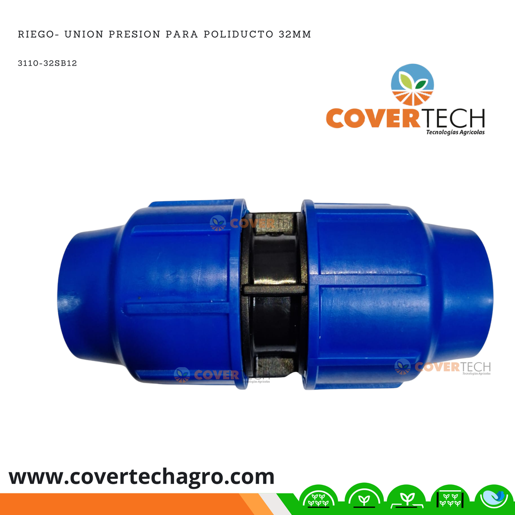Riego- Union PRESION para poliducto 32mm (1") SAB Italia