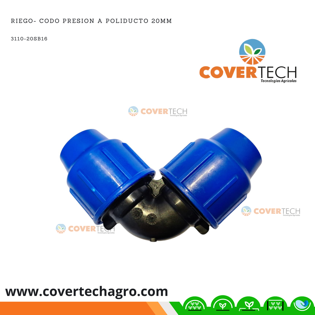 Riego- Codo PRESION poliducto 20mm (1/2") SAB Italia