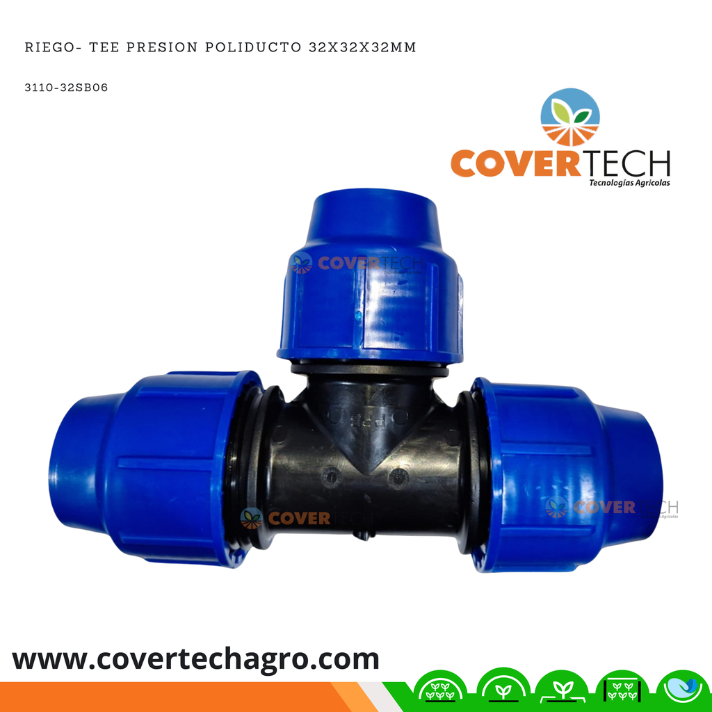 Riego- Tee PRESION Poliducto 32x32x32mm (1") SAB Italia