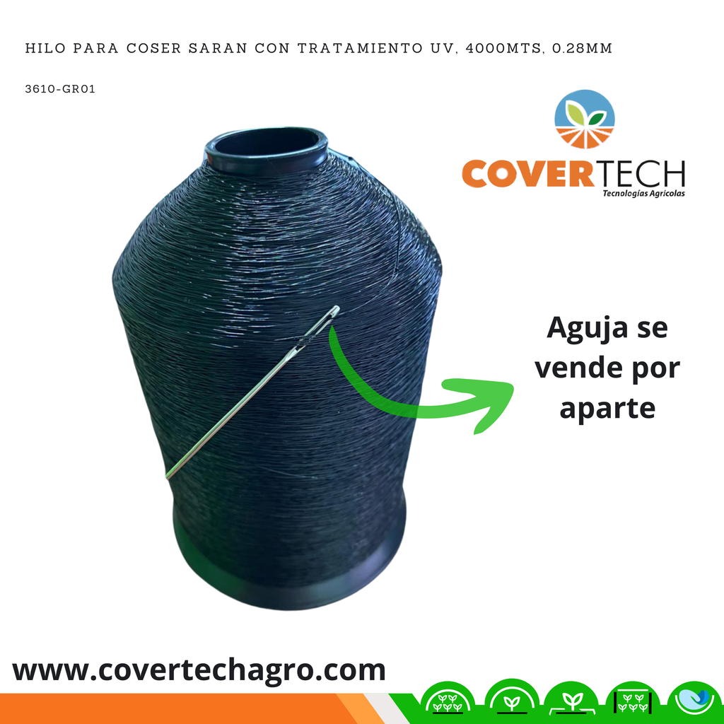 Hilo delgado para coser Saran con tratamiento UV, 4000mts, 0.28mm