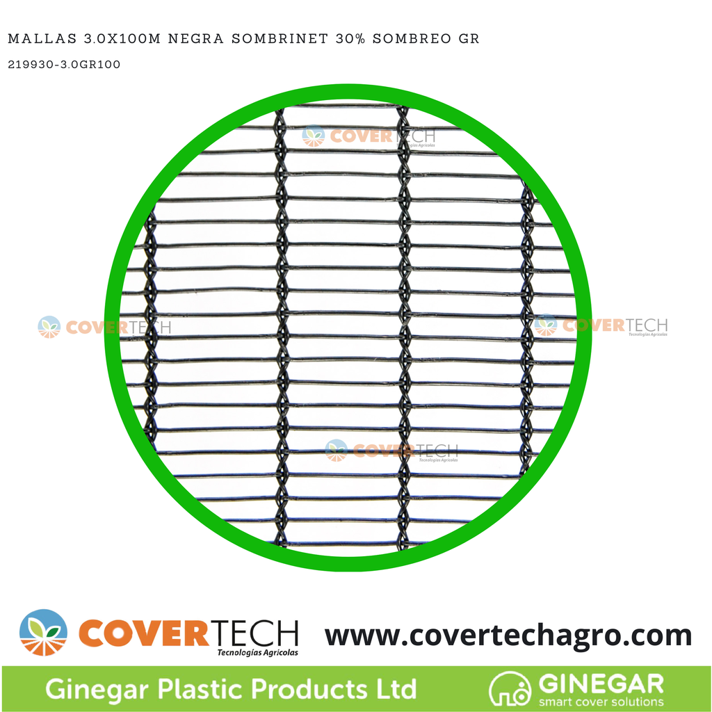Malla 3.0x100m Negra Sombrinet 30% Sombreo GR