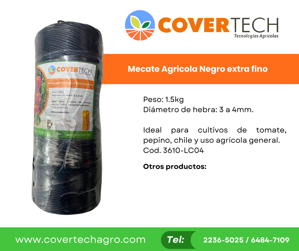Mecate Agricola Negro 1.0kg (130lbs) extra fuerte