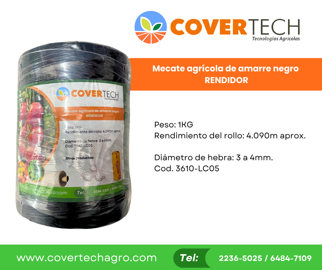 Mecate Agricola Negro 1.0kg rendidor