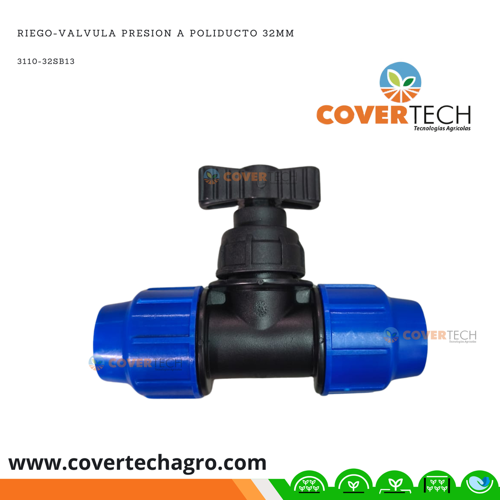 Riego-Valvula PRESION a poliducto 32mm (1") SAB Italia