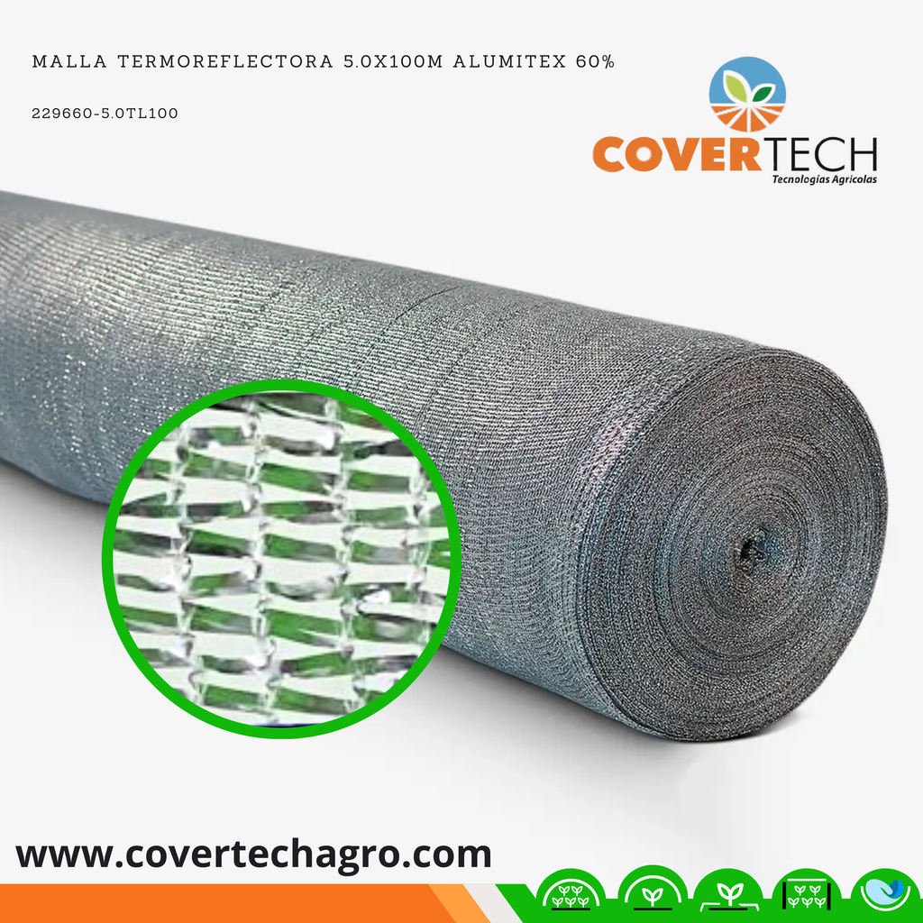 Malla Termoreflectora 5.0x100m Alumitex 60%