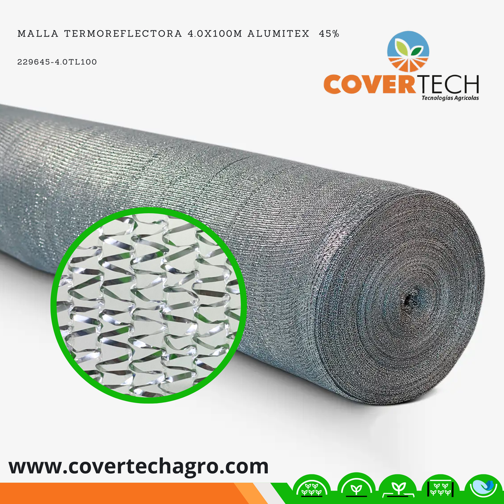 Malla Termoreflectora 4.0x100m Alumitex  45%