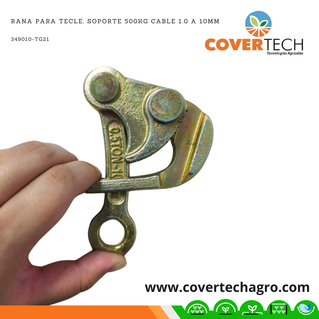 Rana-Mordaza para Cable, soporte 500kg cable 1.0 a 10mm