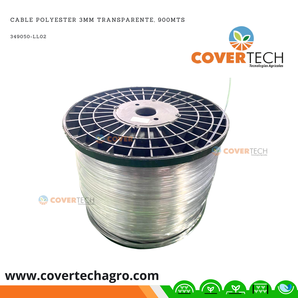 [349050-LL02] Cable Poliester 3mm transparente, 900mts