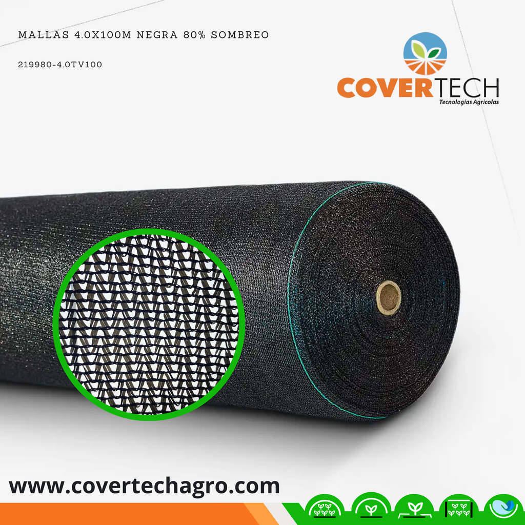 [219980-4.0TV100] Mallas 4.0x100m Negra 80% Sombreo Eco