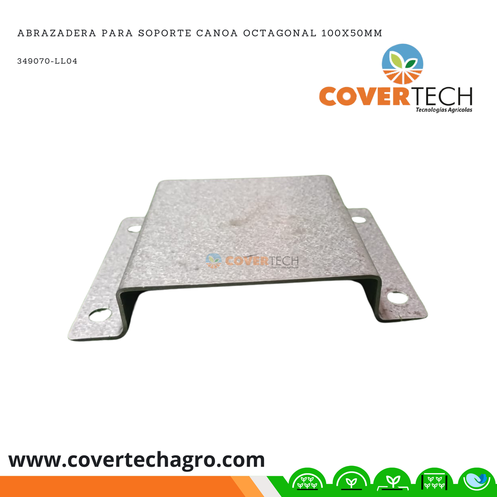 Abrazadera para soporte canoa octagonal 100x50mm