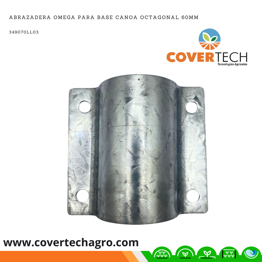 Abrazadera omega para base canoa octagonal 60mm