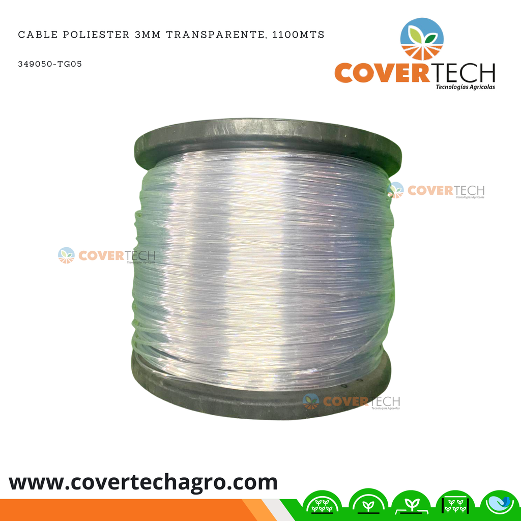 Cable PolIester 3mm transparente, 1100mts