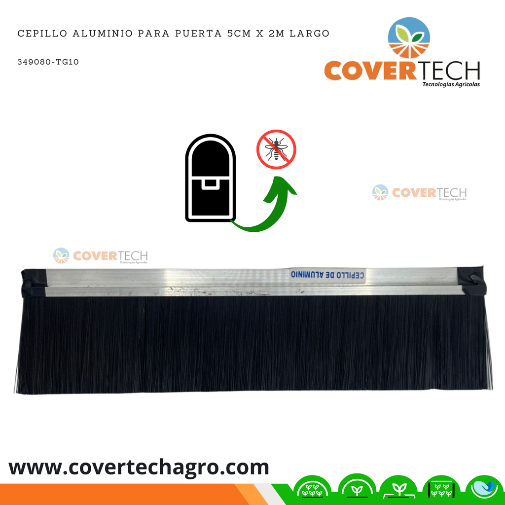 Cepillo aluminio para puerta 5cm x 2m largo