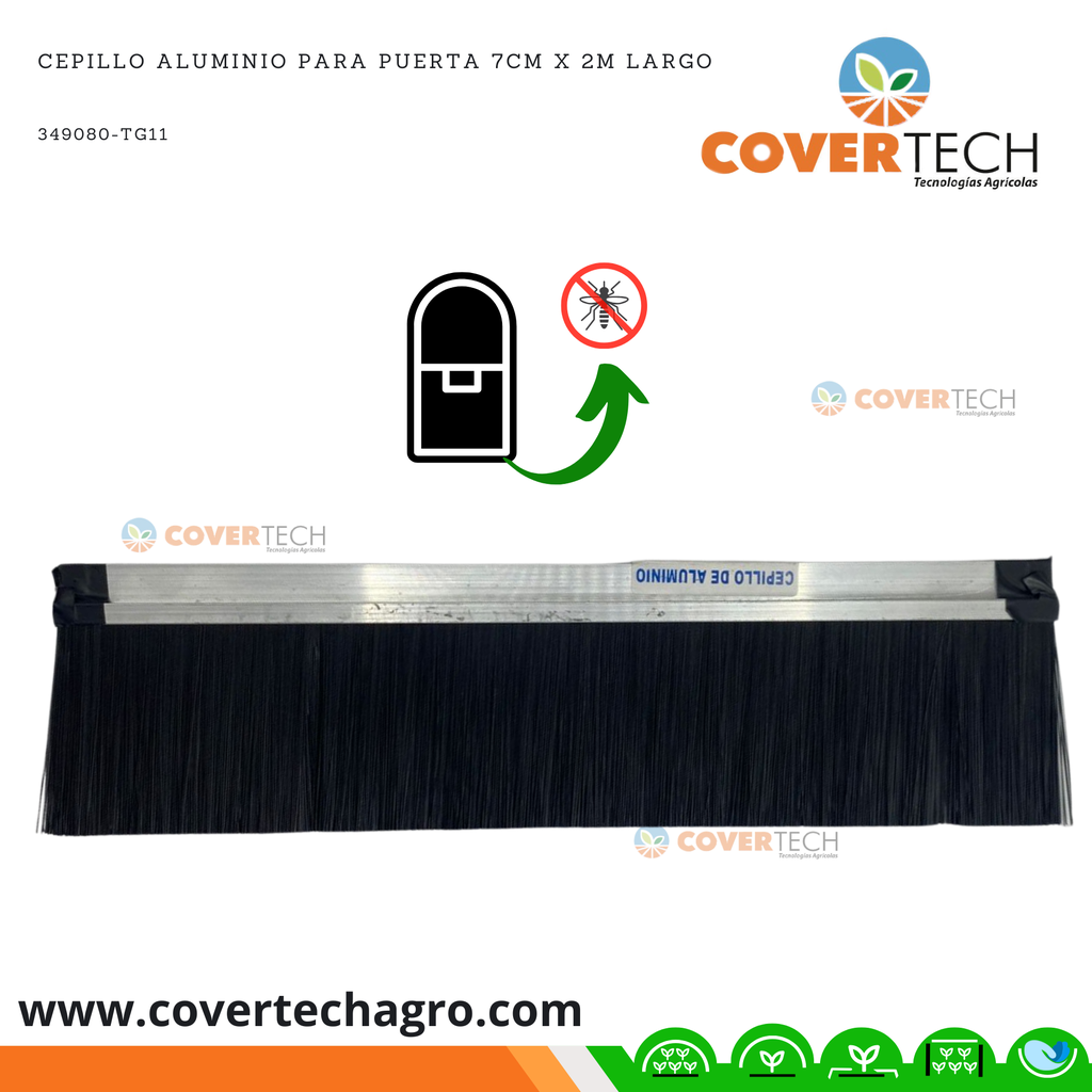 Cepillo aluminio para puerta 7cm x 2m largo
