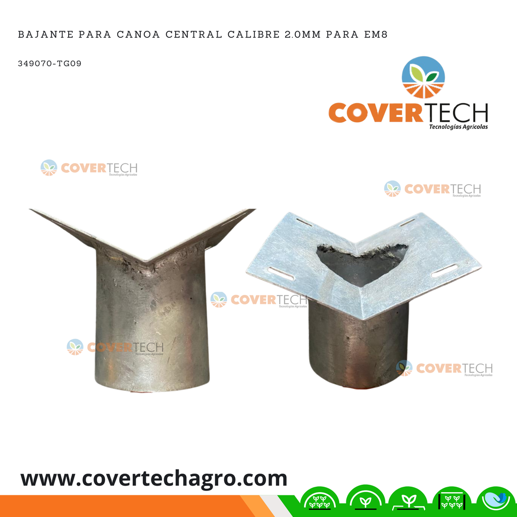 Bajante para canoa central calibre 2.0mm para EM8