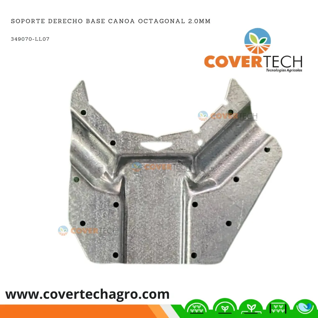 Soporte derecho base canoa octagonal 2.0mm