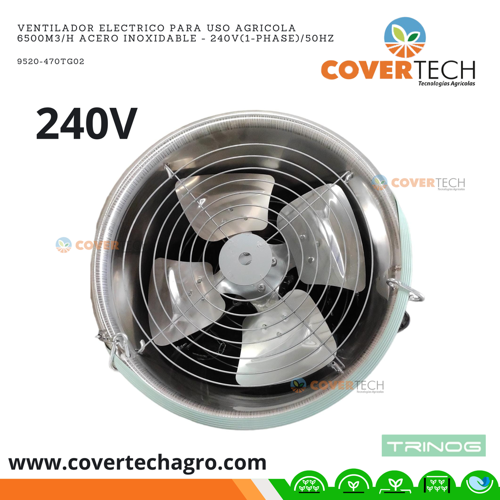 [9520-470TG02] Ventilador electrico para uso agricola 6500m3/h acero inoxidable - 240V(1-phase)/50HZ