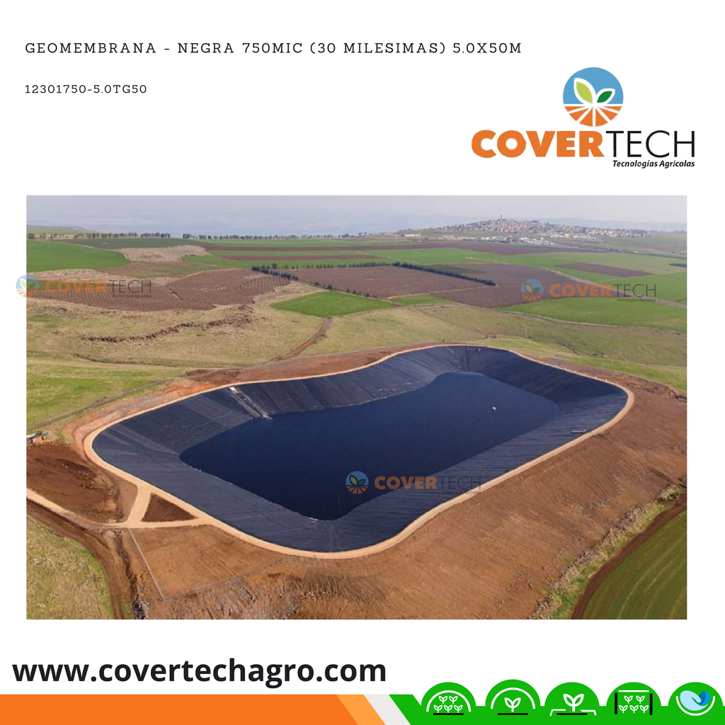 [12301750-5.0TG50] Geomembrana - Negra 750MIC (30 milesimas) 5.0x50m Covertech