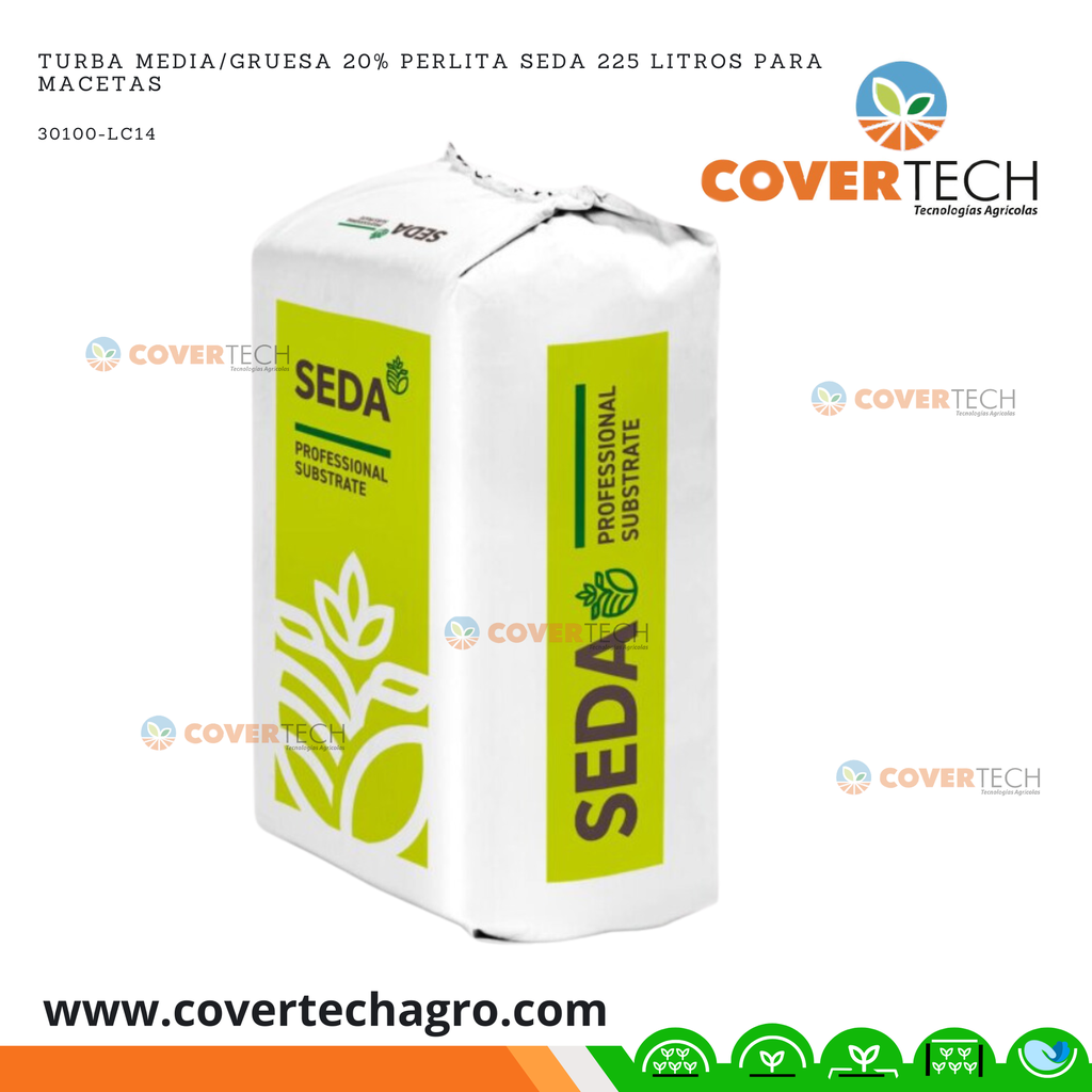 Turba media/gruesa 20% perlita SEDA 225 litros para macetas