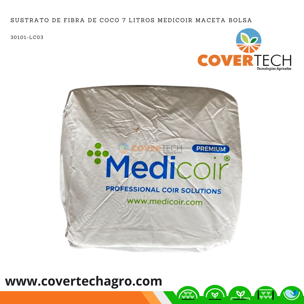 Sustrato de Fibra de Coco 7 Litros Medicoir Maceta bolsa
