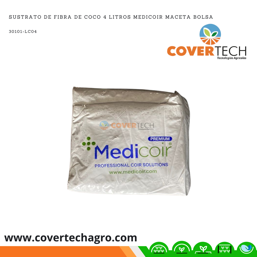 Sustrato de Fibra de Coco 4 Litros Medicoir Maceta bolsa