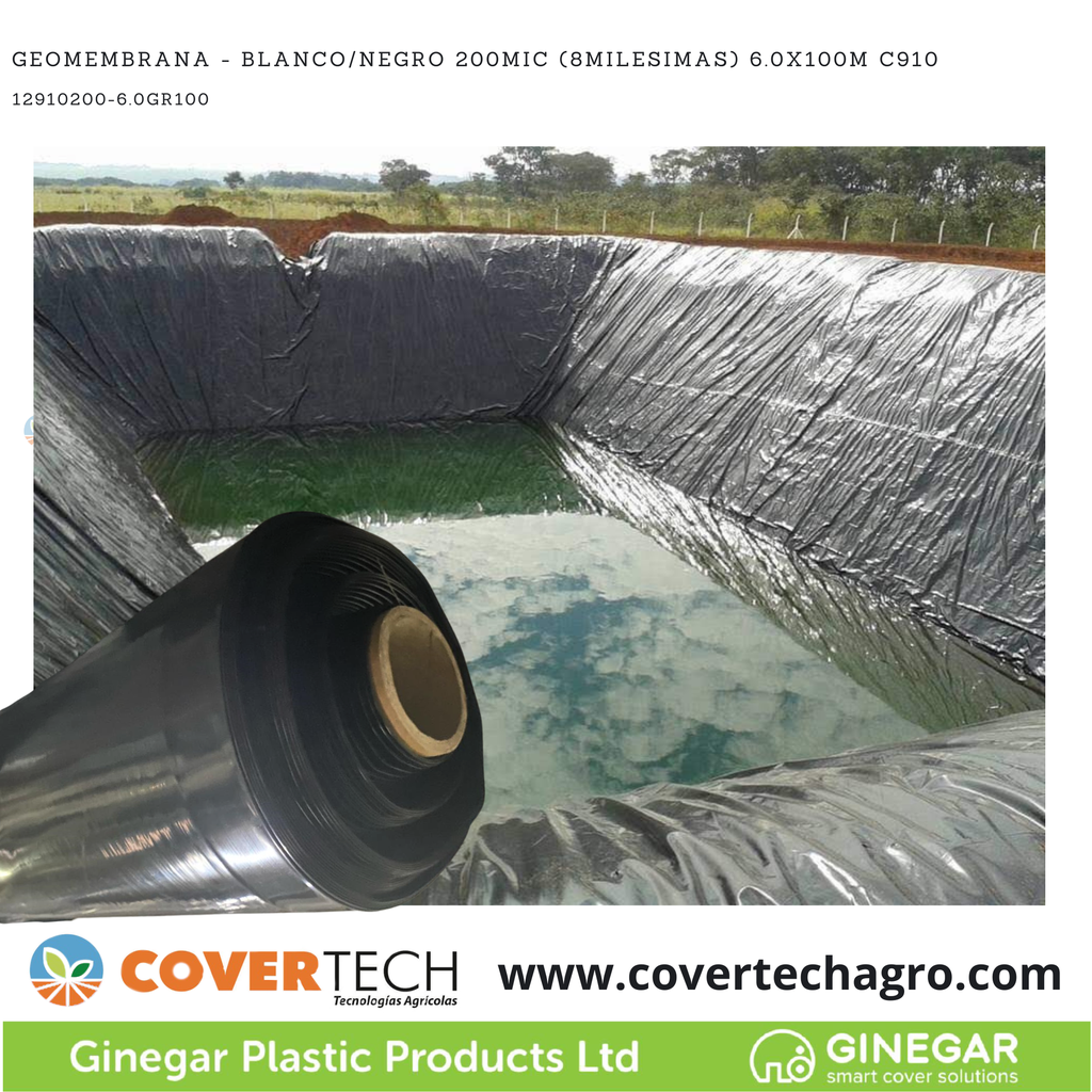 Geomembrana - Blanco/Negro 200Mic (8milesimas) 6.0x100m C910