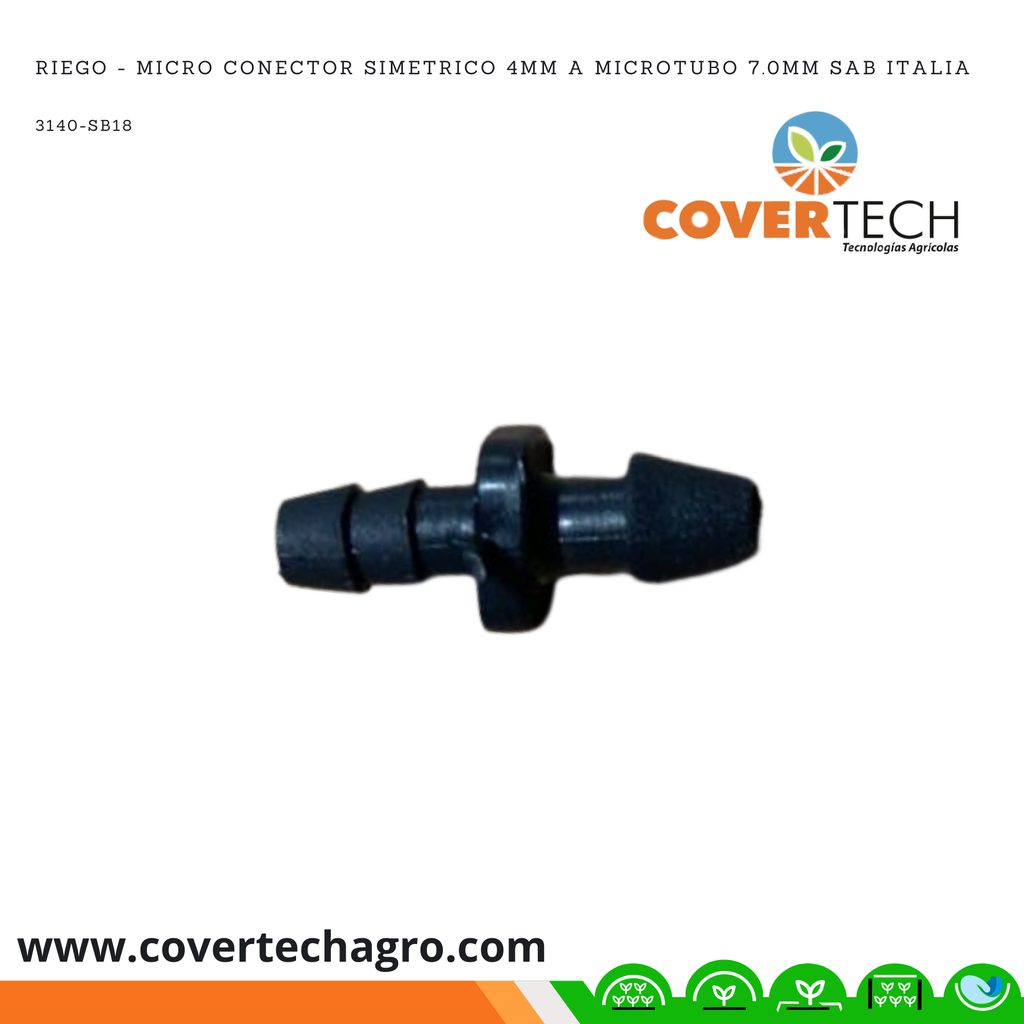 [3140-SB18] Riego - Micro conector simetrico 4mm a microtubo 7.0mm SAB Italia