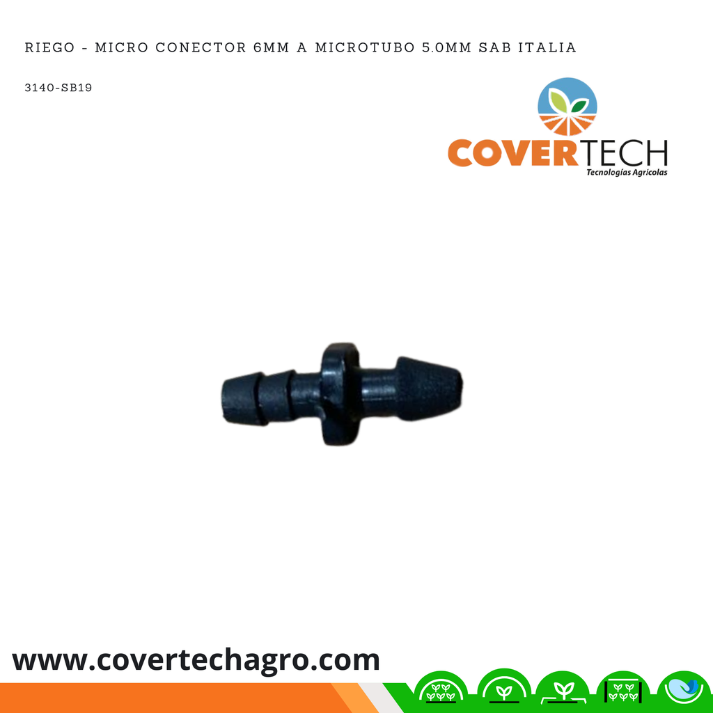 [3140-SB19] Riego - Micro conector 6mm a microtubo 5.0mm SAB Italia