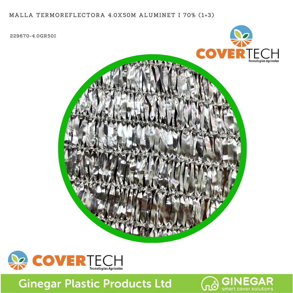 Malla Termoreflectora 4.0x50m Aluminet I 70% (1+3)