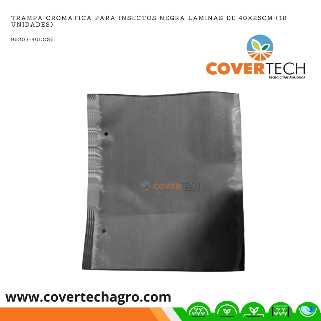 Trampa cromatica para insectos negra laminas de 40x26cm (18 unidades)
