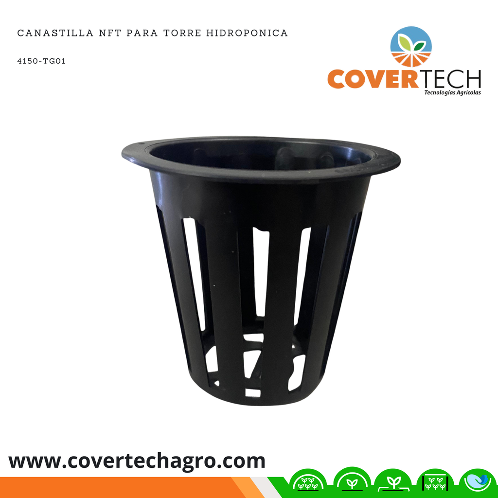 Canastilla NFT para torre Hidroponica