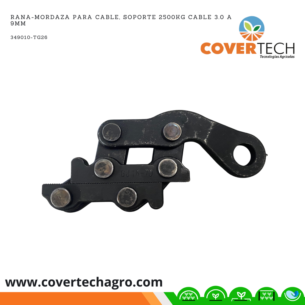 Rana-Mordaza para Cable, soporte 2500kg cable 3.0 a 9mm